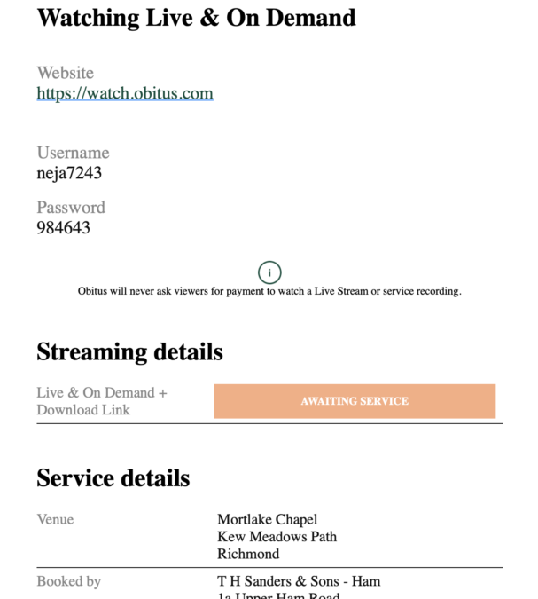 Funeral Service – David Montgomery Newbold
